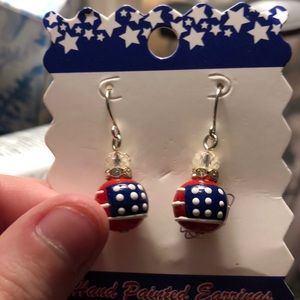 American flag ball drop earrings